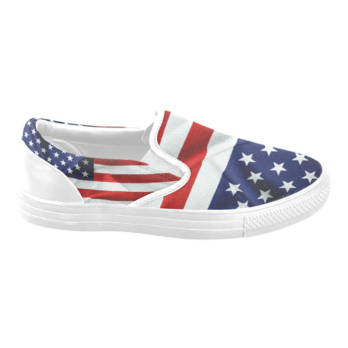 America Flag Banner Patriot Stars Stripes Freedom Men's Unusual Slip-on Canvas Shoes (Model 019)