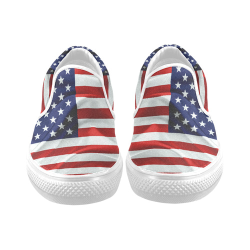 America Flag Banner Patriot Stars Stripes Freedom Men's Unusual Slip-on Canvas Shoes (Model 019)