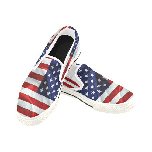 America Flag Banner Patriot Stars Stripes Freedom Slip-on Canvas Shoes for Kid (Model 019)