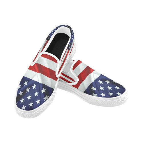 America Flag Banner Patriot Stars Stripes Freedom Men's Slip-on Canvas Shoes (Model 019)