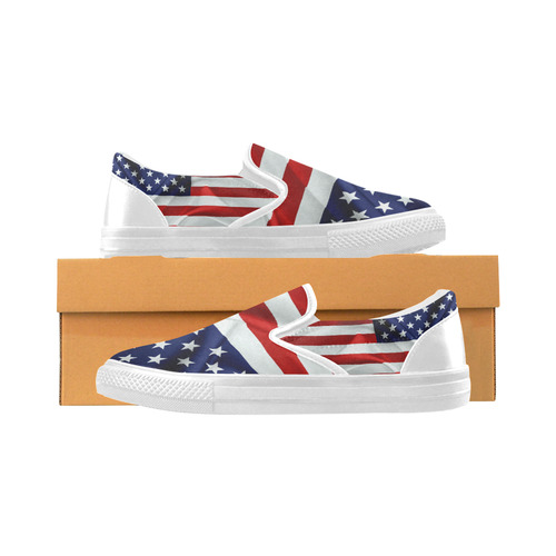 America Flag Banner Patriot Stars Stripes Freedom Men's Slip-on Canvas Shoes (Model 019)