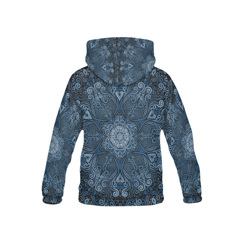 Blue Mandala Ornate Pattern 3D effect All Over Print Hoodie for Kid (USA Size) (Model H13)