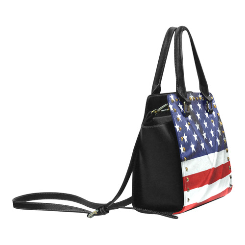 America Flag Banner Patriot Stars Stripes Freedom Rivet Shoulder Handbag (Model 1645)