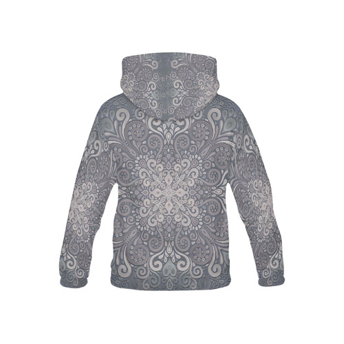 Vintage Ornate Gray - Green Powder Shades All Over Print Hoodie for Kid (USA Size) (Model H13)