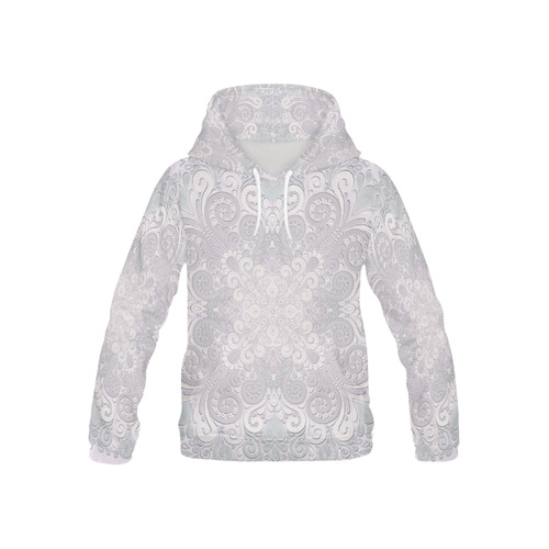 Romantic Powder Pink Watercolor Ornate All Over Print Hoodie for Kid (USA Size) (Model H13)