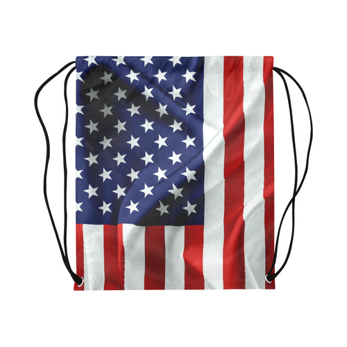 America Flag Banner Patriot Stars Stripes Freedom Large Drawstring Bag Model 1604 (Twin Sides)  16.5"(W) * 19.3"(H)