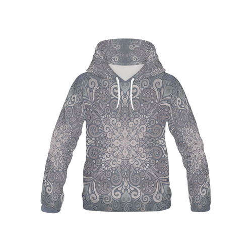 Vintage Ornate Gray - Green Powder Shades All Over Print Hoodie for Kid (USA Size) (Model H13)