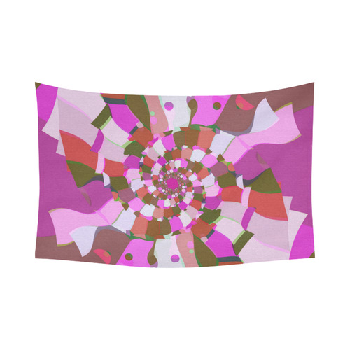 Pink Red Dotty Fractal Art Cotton Linen Wall Tapestry 90"x 60"