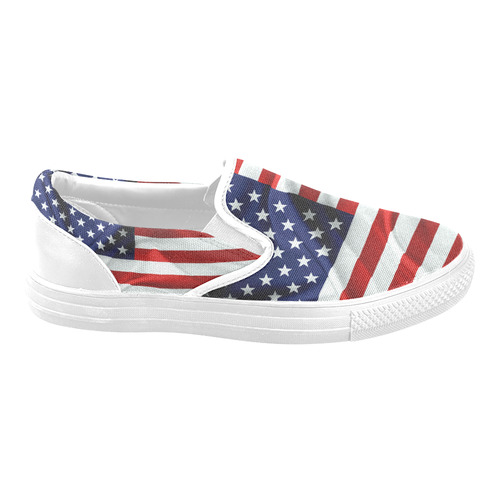 America Flag Banner Patriot Stars Stripes Freedom Men's Unusual Slip-on Canvas Shoes (Model 019)