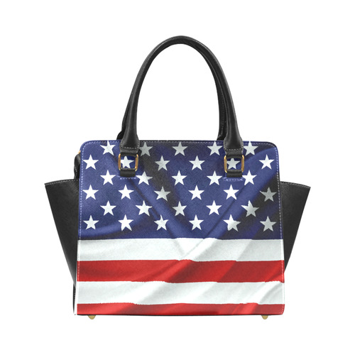 America Flag Banner Patriot Stars Stripes Freedom Rivet Shoulder Handbag (Model 1645)