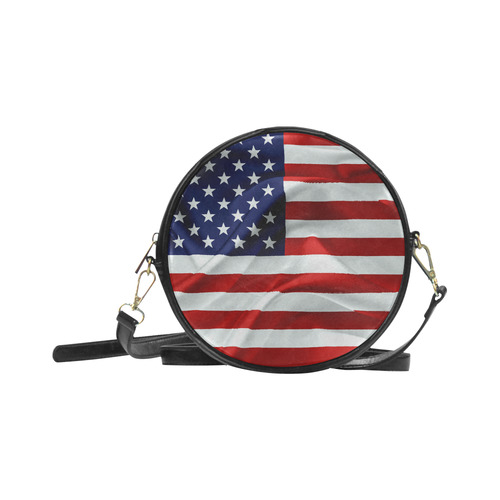 America Flag Banner Patriot Stars Stripes Freedom Round Sling Bag (Model 1647)