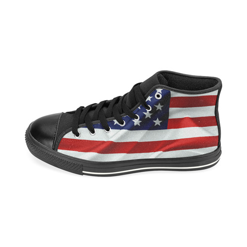 America Flag Banner Patriot Stars Stripes Freedom High Top Canvas Shoes for Kid (Model 017)