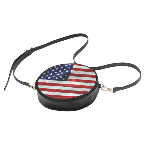 America Flag Banner Patriot Stars Stripes Freedom Round Sling Bag (Model 1647)