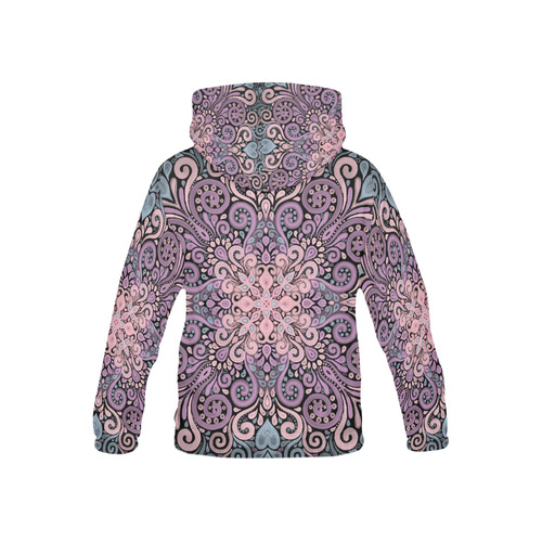 Pink, purple blue, Boho Watercolor Ornate All Over Print Hoodie for Kid (USA Size) (Model H13)