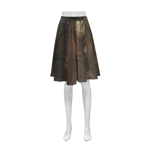 Vintage gothic brown steampunk clocks and gears Athena Women's Short Skirt (Model D15)