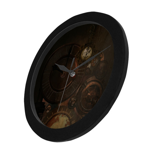 Vintage gothic brown steampunk clocks and gears Circular Plastic Wall clock