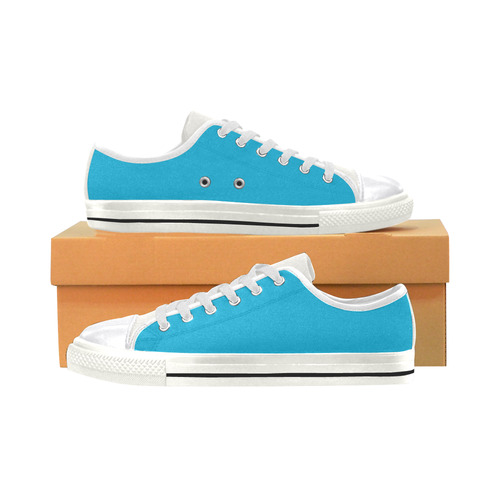 Precious Peacock Feathers Sky Blue Solid Color Women's Classic Canvas Shoes (Model 018)