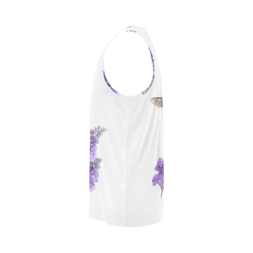 Bumblebee on Purple Flowers, floral watercolor All Over Print Tank Top for Men (Model T43)