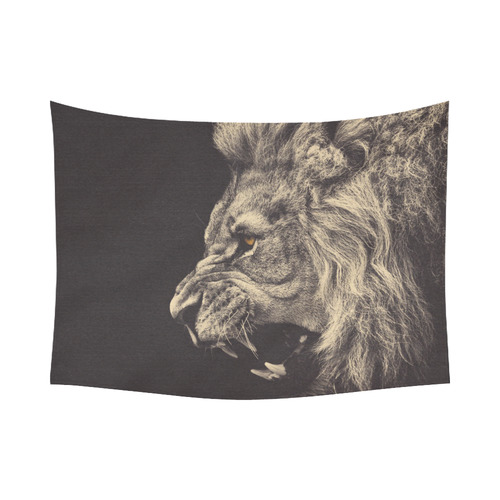 Angry face male lion Cotton Linen Wall Tapestry 80"x 60"