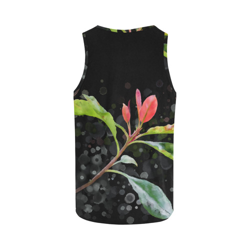 3 colors leaves, red blue green. Floral watercolor All Over Print Tank Top for Men (Model T43)