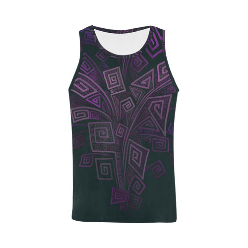 Psychedelic 3D Square Spirals - purple All Over Print Tank Top for Men (Model T43)