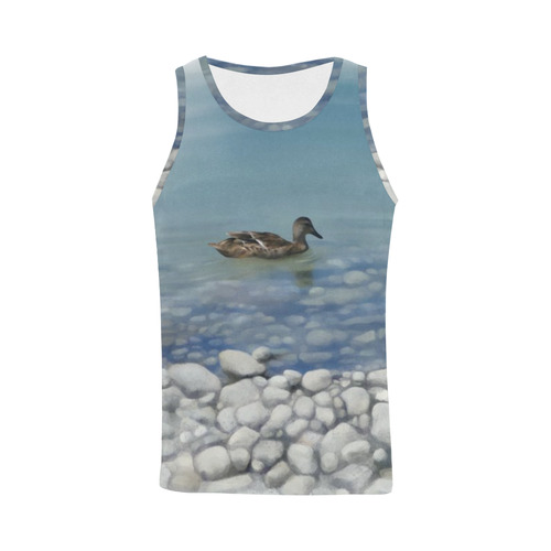 Swimming Duck, watercolor bird All Over Print Tank Top for Men (Model T43)