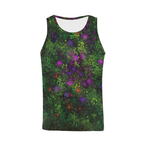 Wild Rose Garden, Oil painting. Red, purple, green All Over Print Tank Top for Men (Model T43)