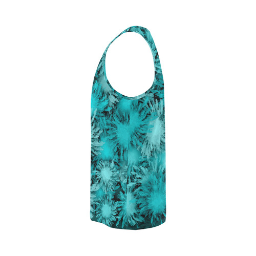 Abstract Turquoise frosty flowers, pattern All Over Print Tank Top for Men (Model T43)