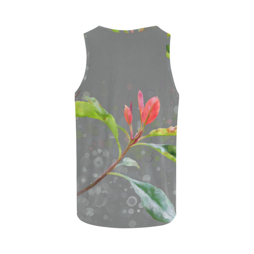 3 colors leaves, red blue green. Floral watercolor All Over Print Tank Top for Men (Model T43)