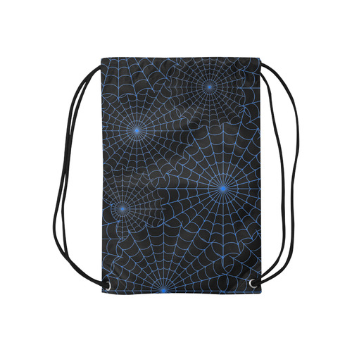 Halloween Spiderwebs - Blue Small Drawstring Bag Model 1604 (Twin Sides) 11"(W) * 17.7"(H)