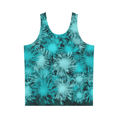 Abstract Turquoise frosty flowers, pattern All Over Print Tank Top for Men (Model T43)