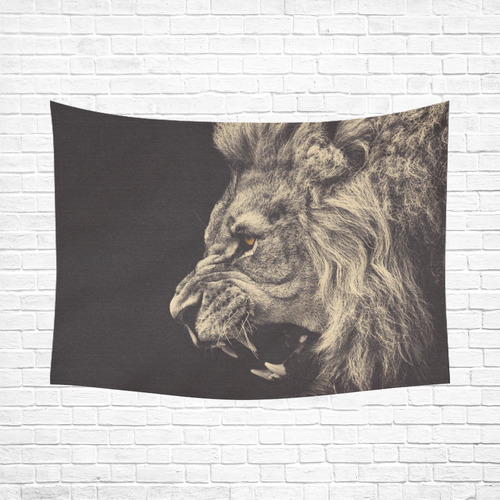 Angry face male lion Cotton Linen Wall Tapestry 80"x 60"