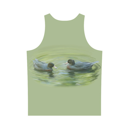 Blue Ducks in Pond - watercolor birds All Over Print Tank Top for Men (Model T43)