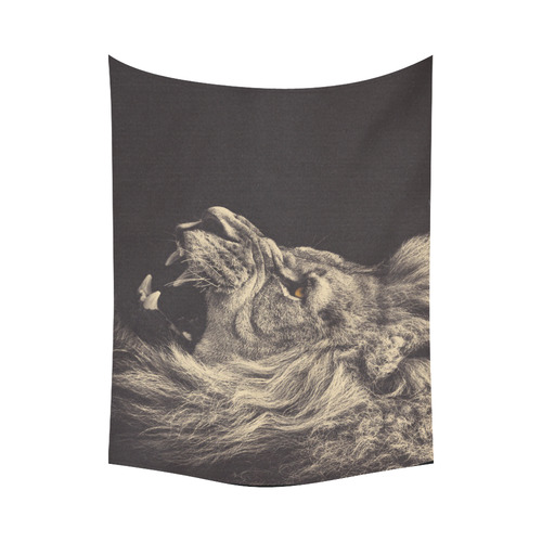 Angry face male lion Cotton Linen Wall Tapestry 80"x 60"