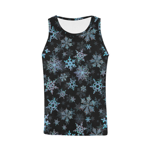 Snowflakes, Blue snow, Christmas All Over Print Tank Top for Men (Model T43)