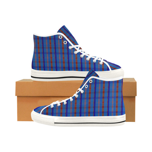 Royal Blue Plaid Hipster Style Vancouver H Men's Canvas Shoes (1013-1)