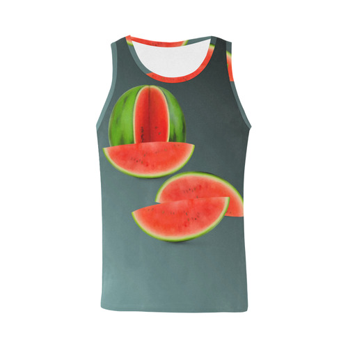 Watercolor Watermelon, red green and sweet All Over Print Tank Top for Men (Model T43)