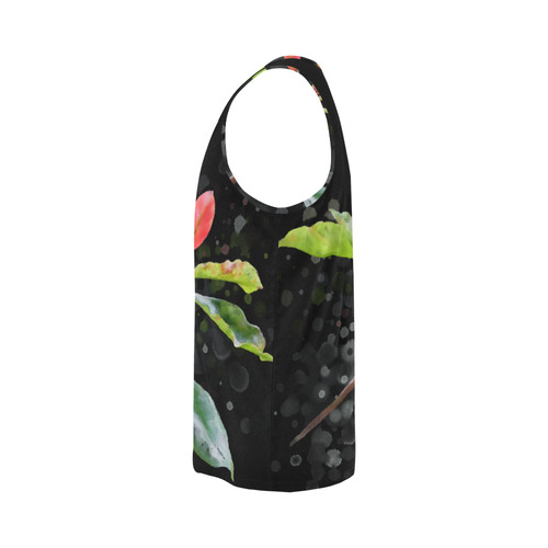 3 colors leaves, red blue green. Floral watercolor All Over Print Tank Top for Men (Model T43)