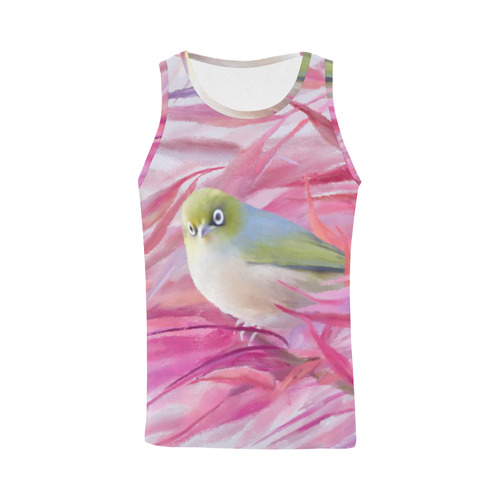 Cute SilverEye, angry bird watercolor All Over Print Tank Top for Men (Model T43)