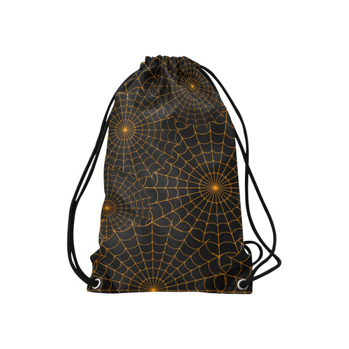 Halloween Spiderwebs - Orange Small Drawstring Bag Model 1604 (Twin Sides) 11"(W) * 17.7"(H)