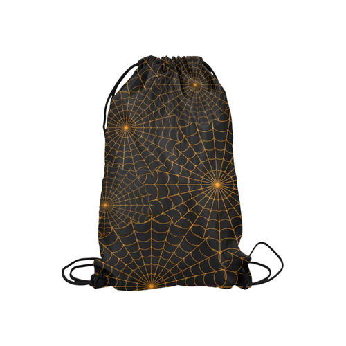 Halloween Spiderwebs - Orange Small Drawstring Bag Model 1604 (Twin Sides) 11"(W) * 17.7"(H)