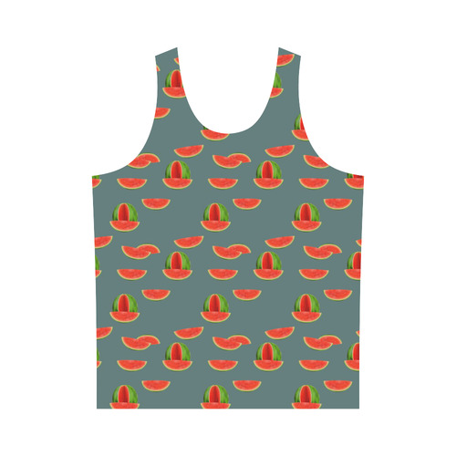 Watercolor Watermelon red, green and sweet pattern All Over Print Tank Top for Men (Model T43)