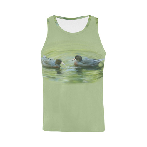 Blue Ducks in Pond - watercolor birds All Over Print Tank Top for Men (Model T43)