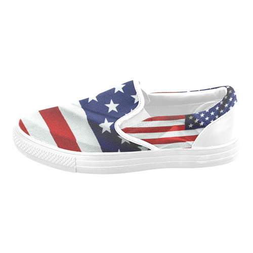 America Flag Banner Patriot Stars Stripes Freedom Women's Unusual Slip-on Canvas Shoes (Model 019)