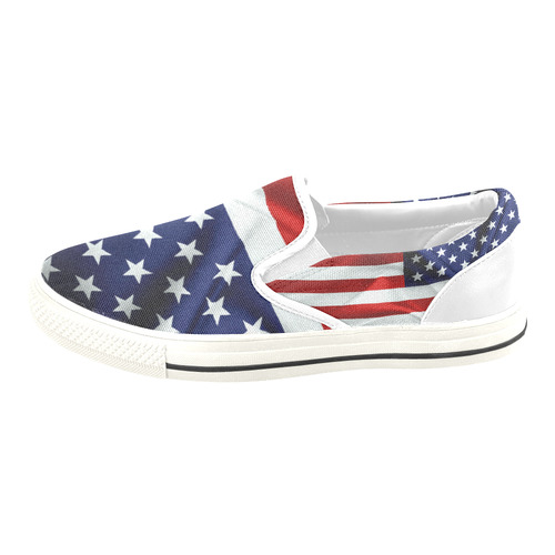 America Flag Banner Patriot Stars Stripes Freedom Women's Slip-on Canvas Shoes/Large Size (Model 019)