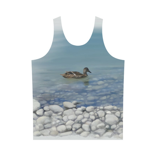 Swimming Duck, watercolor bird All Over Print Tank Top for Men (Model T43)