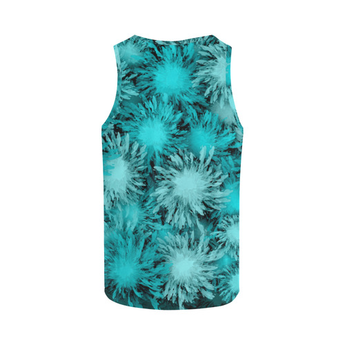 Abstract Turquoise frosty flowers, pattern All Over Print Tank Top for Men (Model T43)