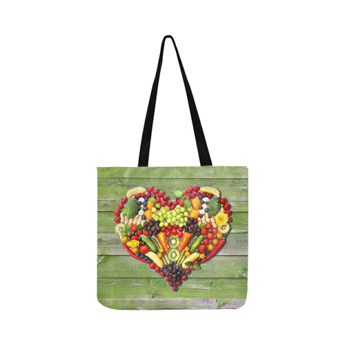 Vegan Heart green Wood Reusable Shopping Bag Model 1660 (Two sides)