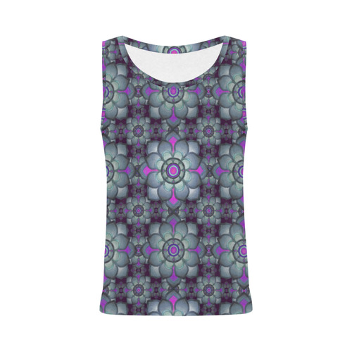 Hot Pink, teal pattern All Over Print Tank Top for Women (Model T43)