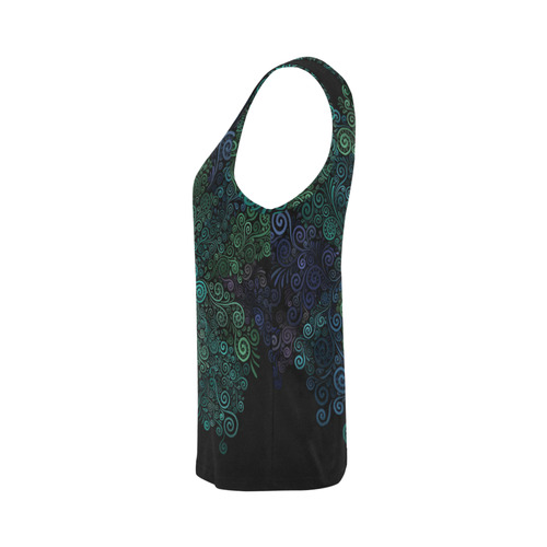 3D Psychedelic Turquoise Rose All Over Print Tank Top for Women (Model T43)